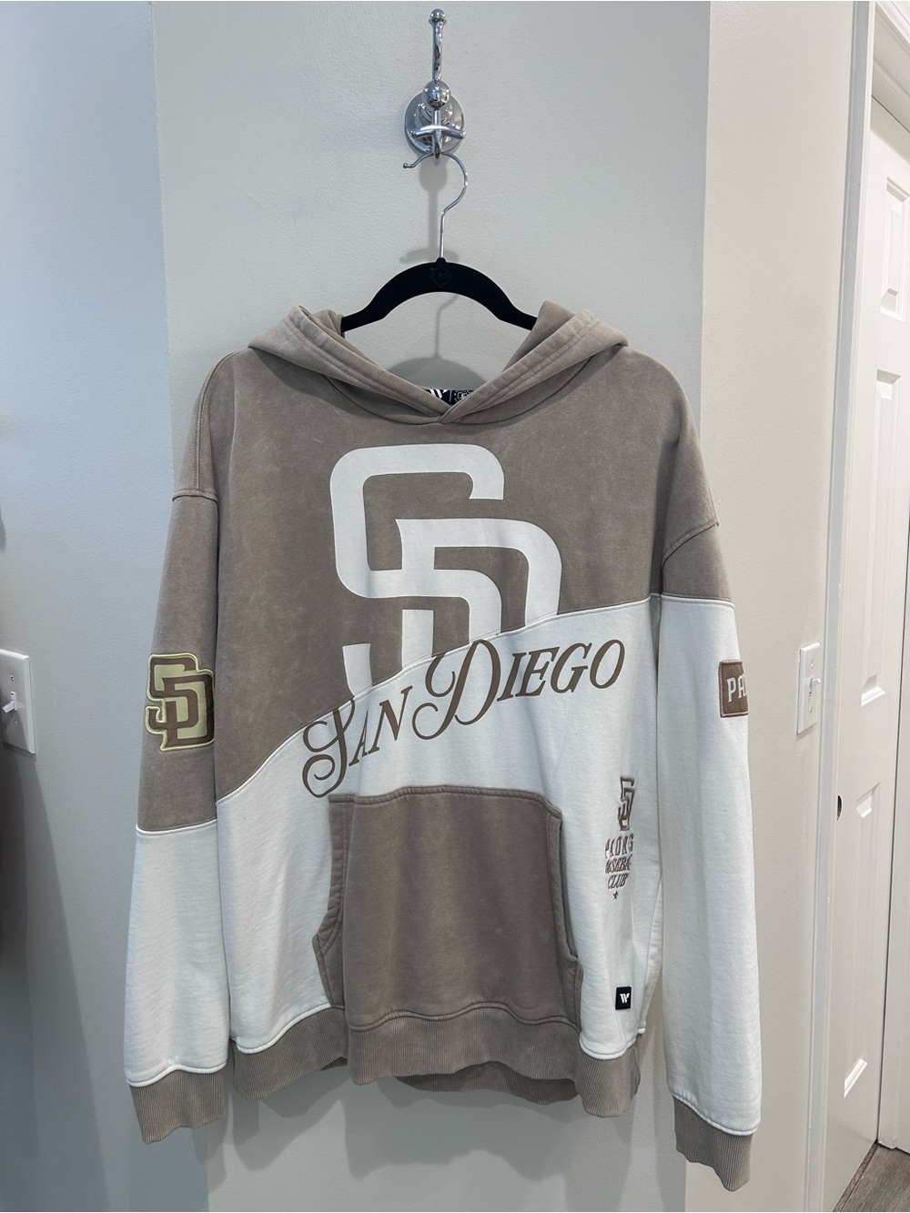 San Diego Colorblock Pullover Hoodie - Taupe & Cream